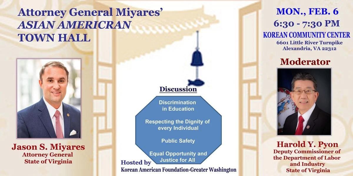Asian American Town Hall with VA Attorney General Jason Miyares on February 6th, 2023