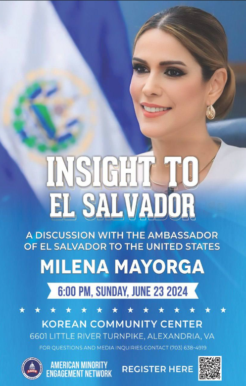 AMEN Presents: Insight into El Salvador with Ambassador Milena Mayorga — original event flyer