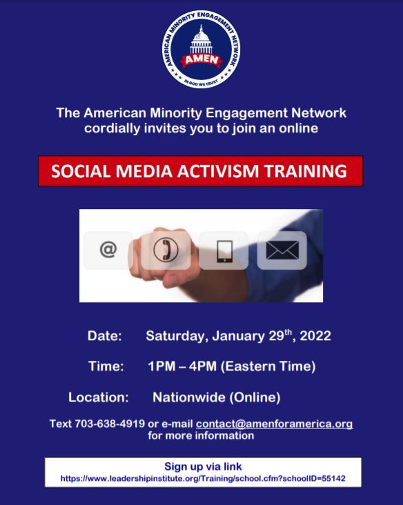 Social Media Activism Training on January 29th, 2022